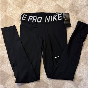Nike Pro Black Leggings with White Logo